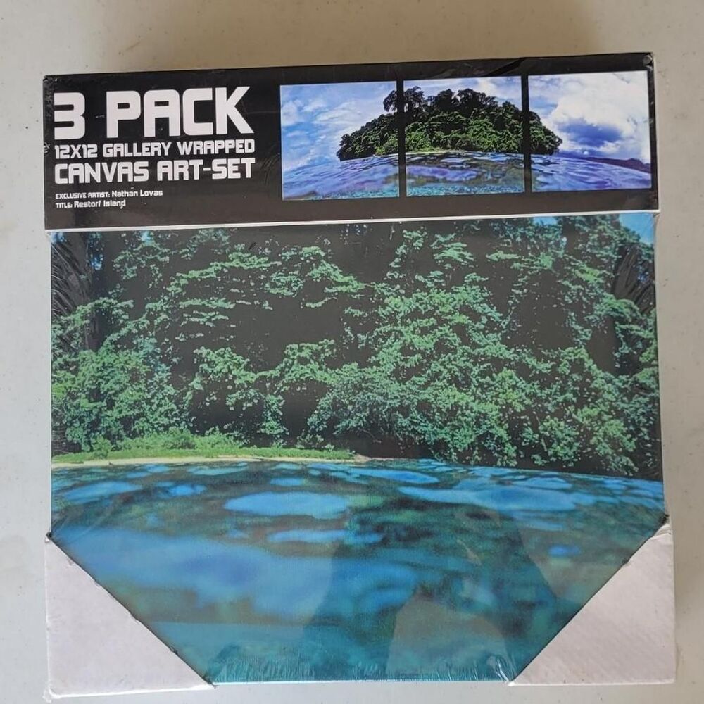 Nathan Lovas Restorf Island 3 pack gallery wrapped canvas art set. 12x12 each